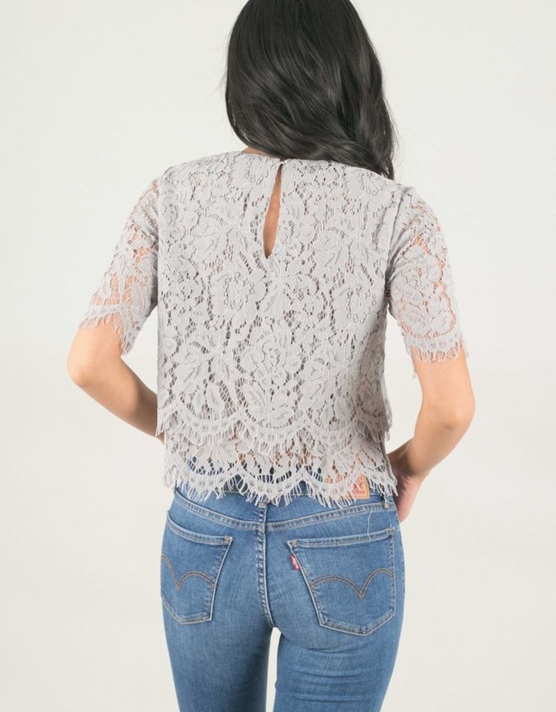 Space46 Jaylyn Layered Lace Top - Blue-Grey