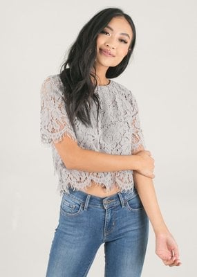 Space46 Jaylyn Layered Lace Top - Blue-Grey