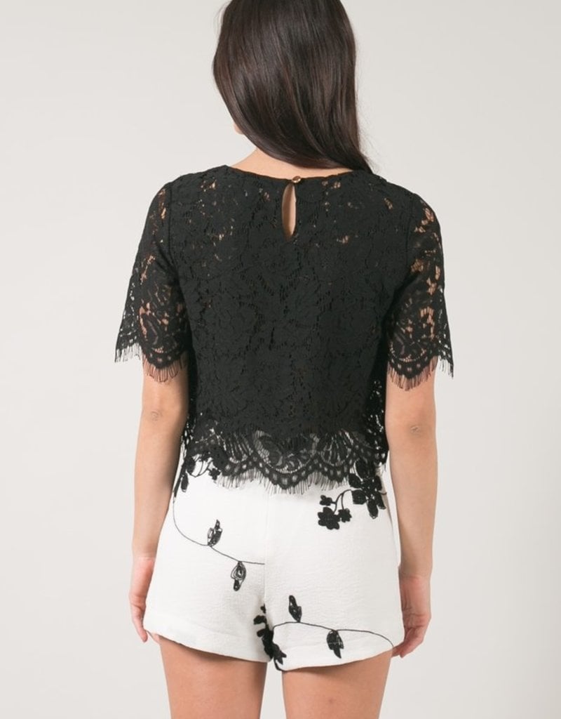 Space46 Jaylyn Layered Lace Top - Black