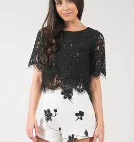 Space46 Jaylyn Layered Lace Top - Black *Only Small Left*
