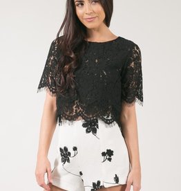 Space46 Jaylyn Layered Lace Top - Black