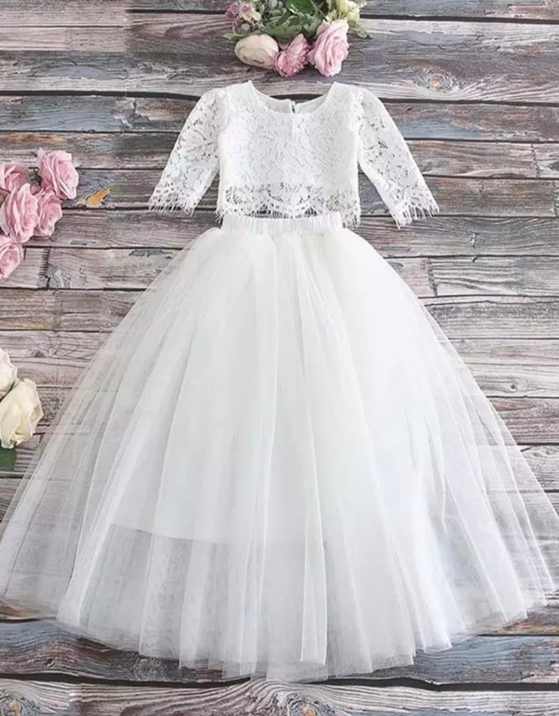white lace top with tulle skirt