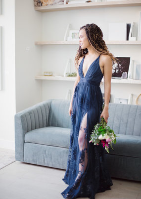 Luxxel Halle Maxi Dress in Navy *Only Large Left* *Fits Small*