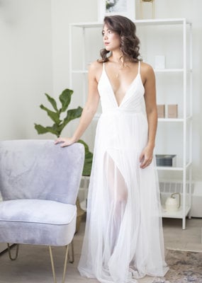 Luxxel Selena Tulle Maxi Dress in White