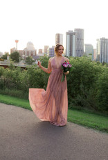 Luxxel Sierra Shimmer Maxi Dress in Rose Gold