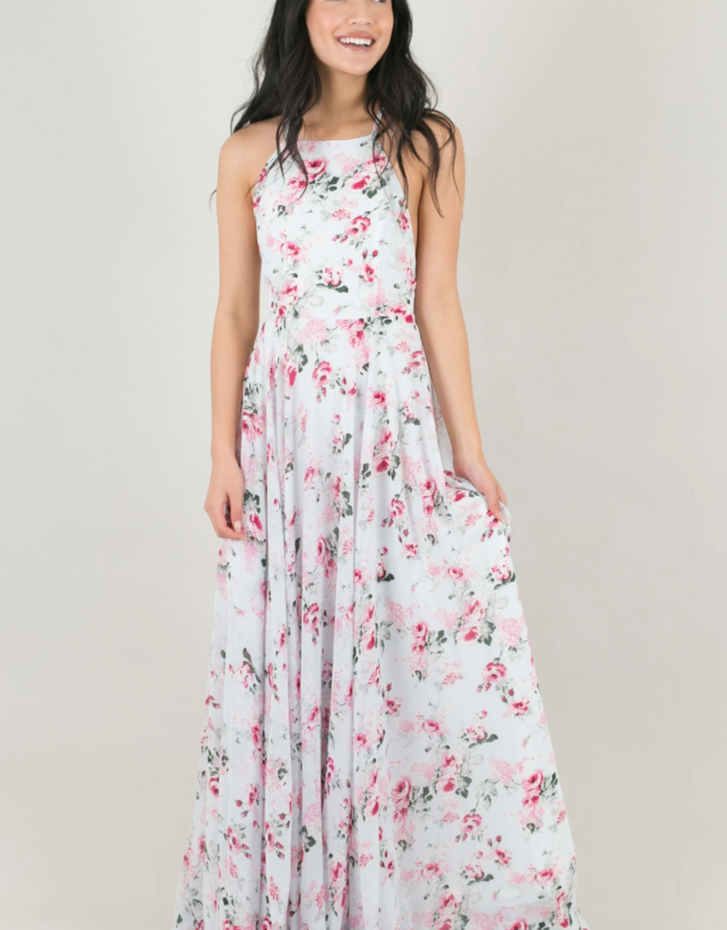Payton Maxi Dress - Blue Pink Floral 