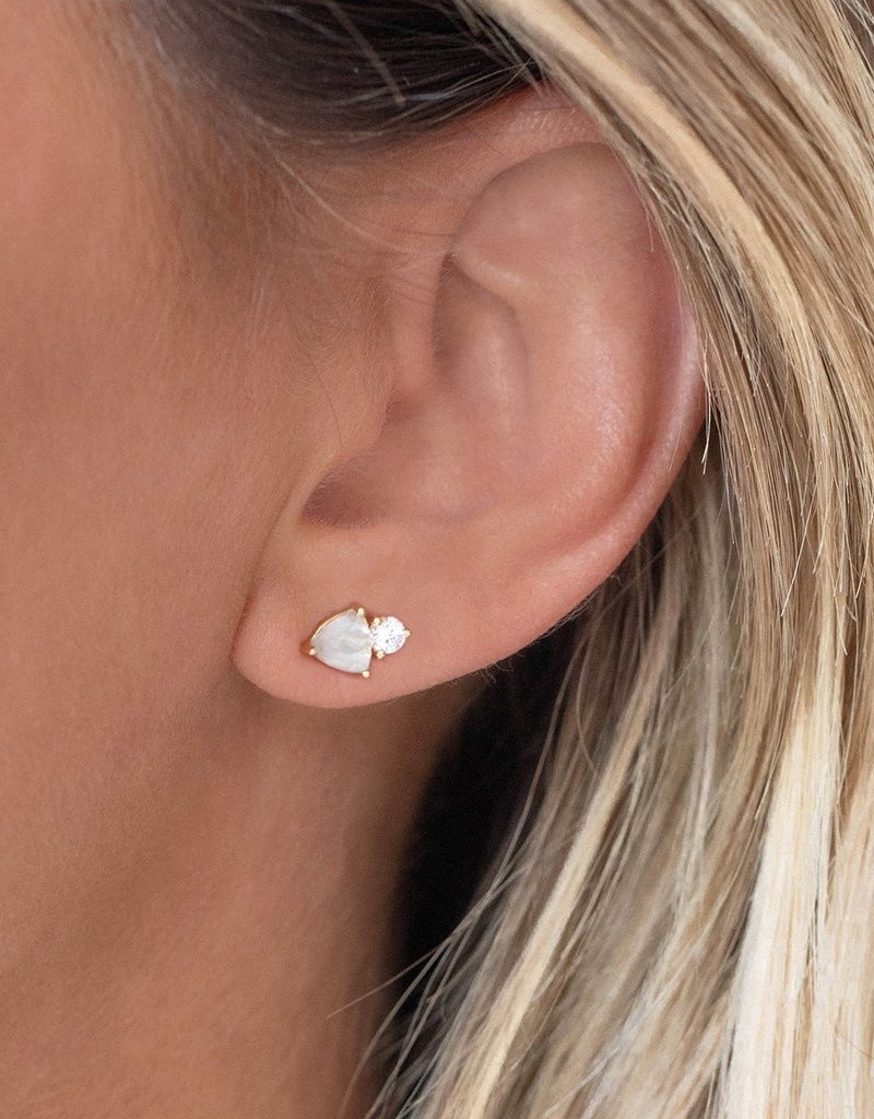 Leah Alexandra Duo Stud Earrings - Moonstone