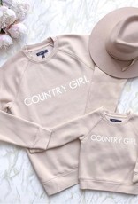 Brunette the Label Country Girl Little Babes Classic Crew Neck Sweatshirt in Toasted Almond