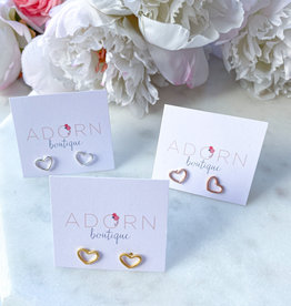 Adorn Collection Jewelry Heart Outline Studs