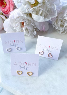 Adorn Collection Jewelry Heart Outline Studs