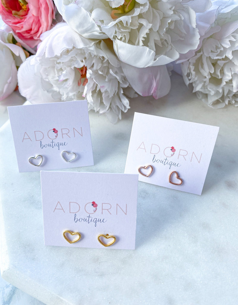 Adorn Collection Jewelry Heart Outline Studs