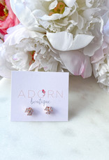 Adorn Collection Jewelry Triple Circle Studs in Crystal Quartz