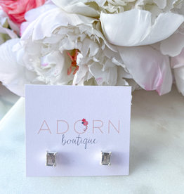 Adorn Collection Jewelry Silver Rectangle Studs