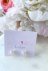 Adorn Collection Jewelry Silver Rectangle Studs