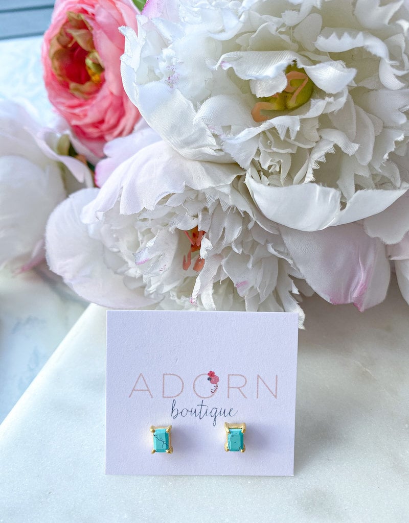 Adorn Collection Jewelry Gold Rectangle Studs