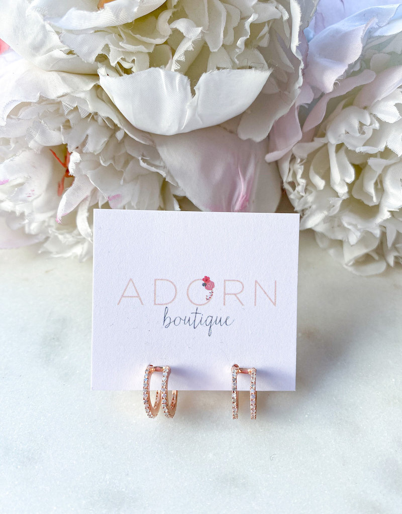 Adorn Collection Jewelry CZ Double Hoops