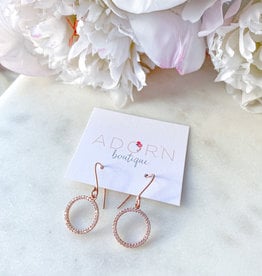 Adorn Collection Jewelry Adorn Rose Gold Dangle Hoops with CZ