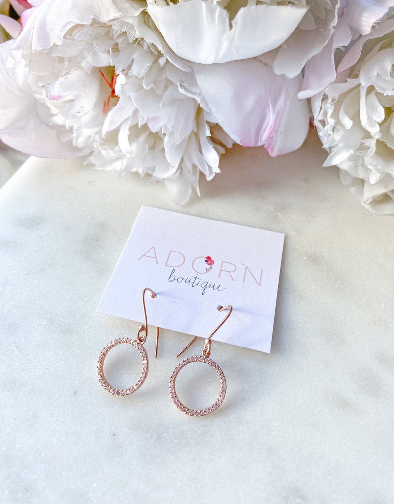 Adorn Collection Jewelry Adorn Rose Gold Dangle Hoops with CZ