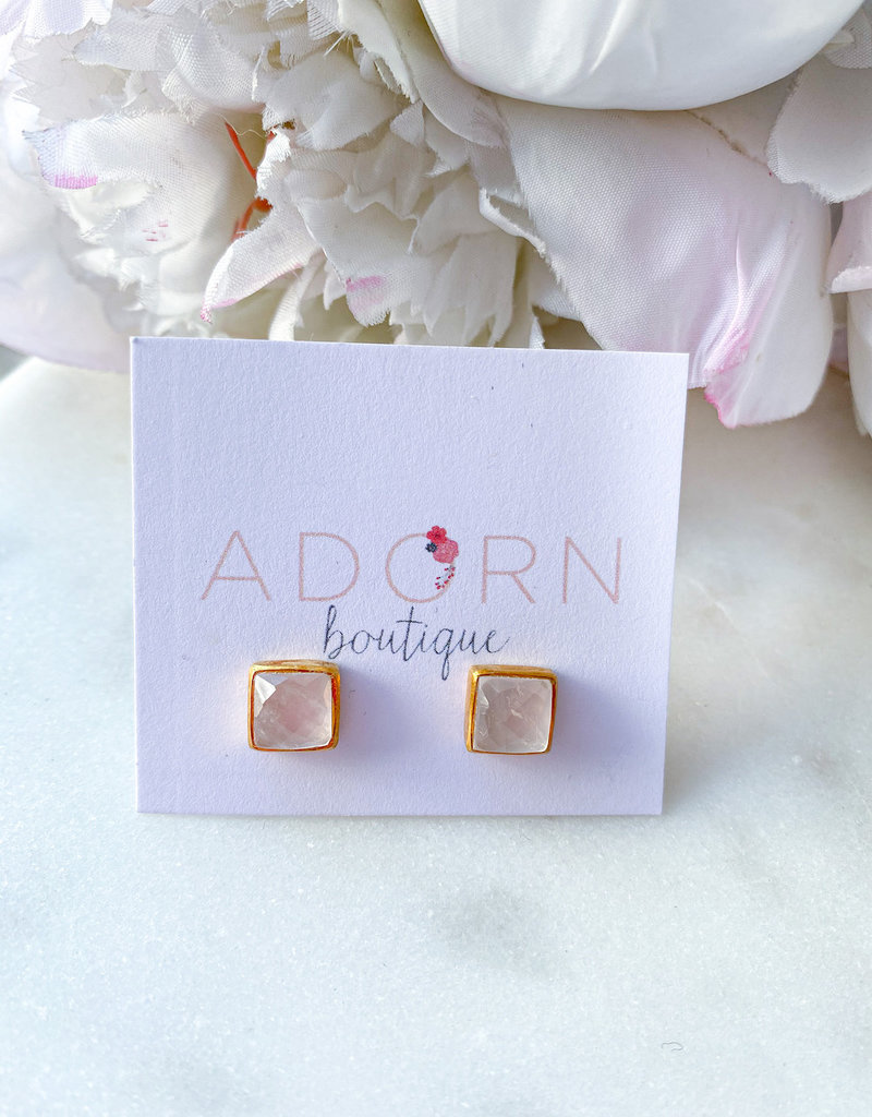 Adorn Collection Jewelry Gold Square Studs
