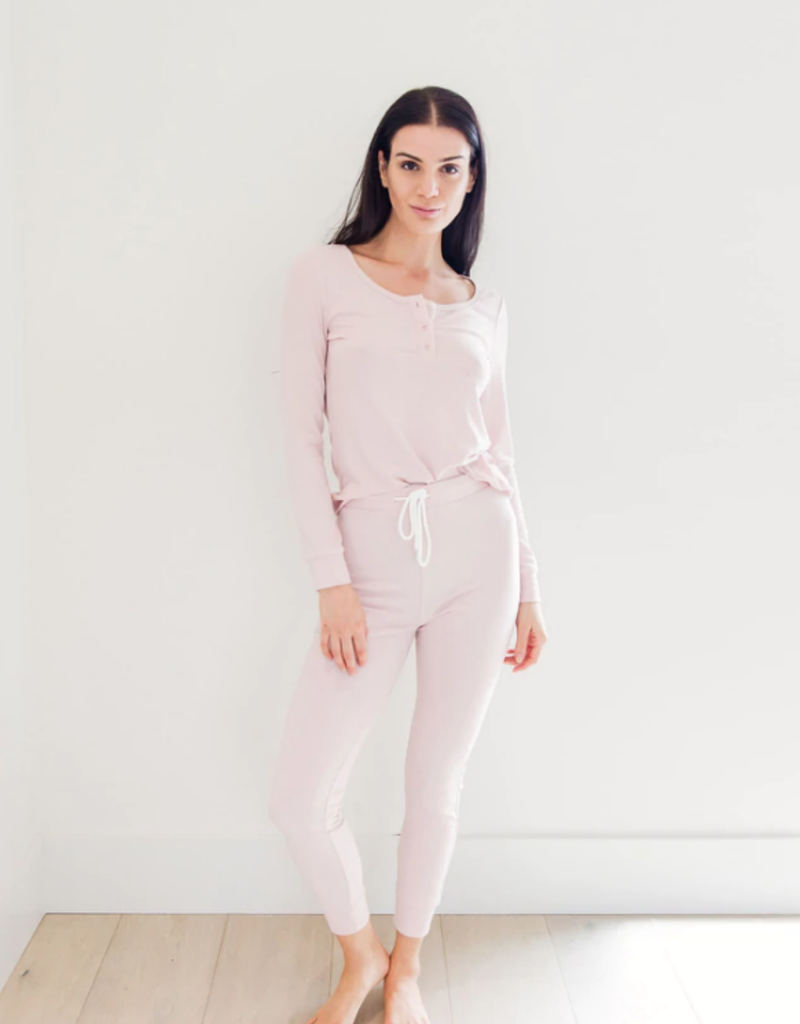 Privilege Sundays Ribbed Henley Sleep Set (FINAL SALE)