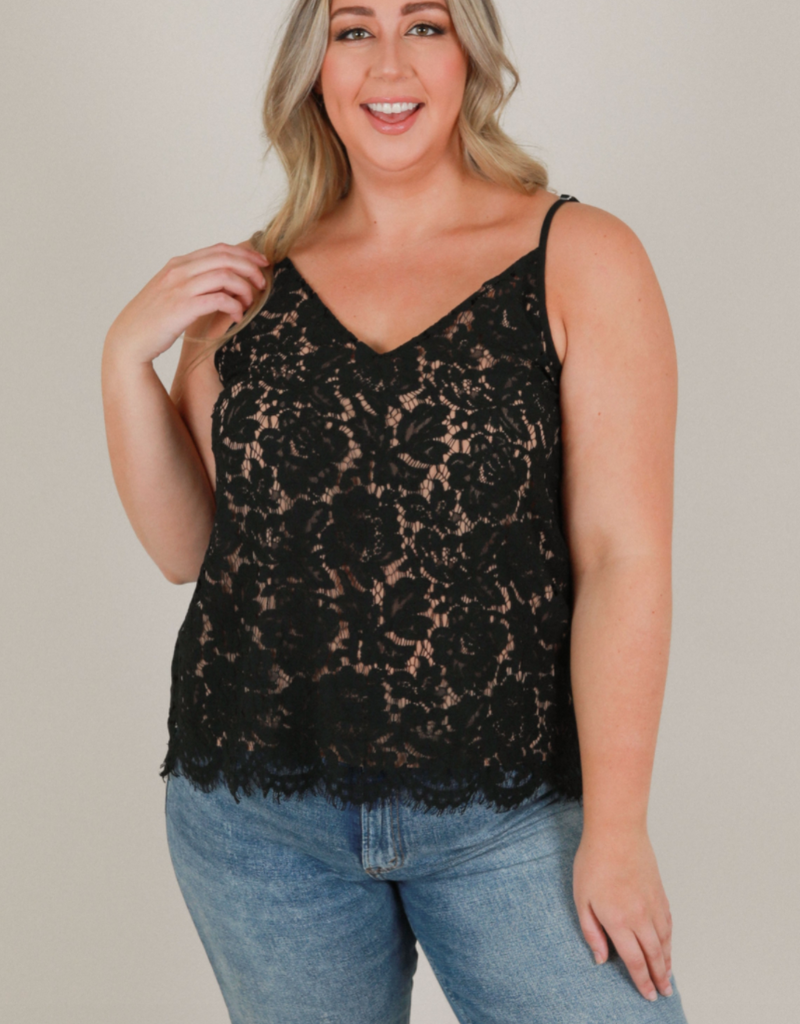 Space46 Jaylyn Layered Lace Top - Black
