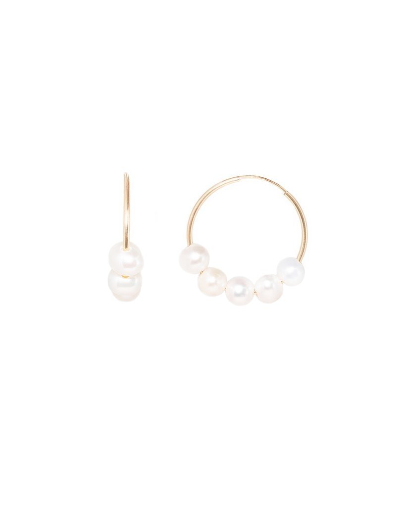 Leah Alexandra Cannes Mini Pearl Hoop Earrings