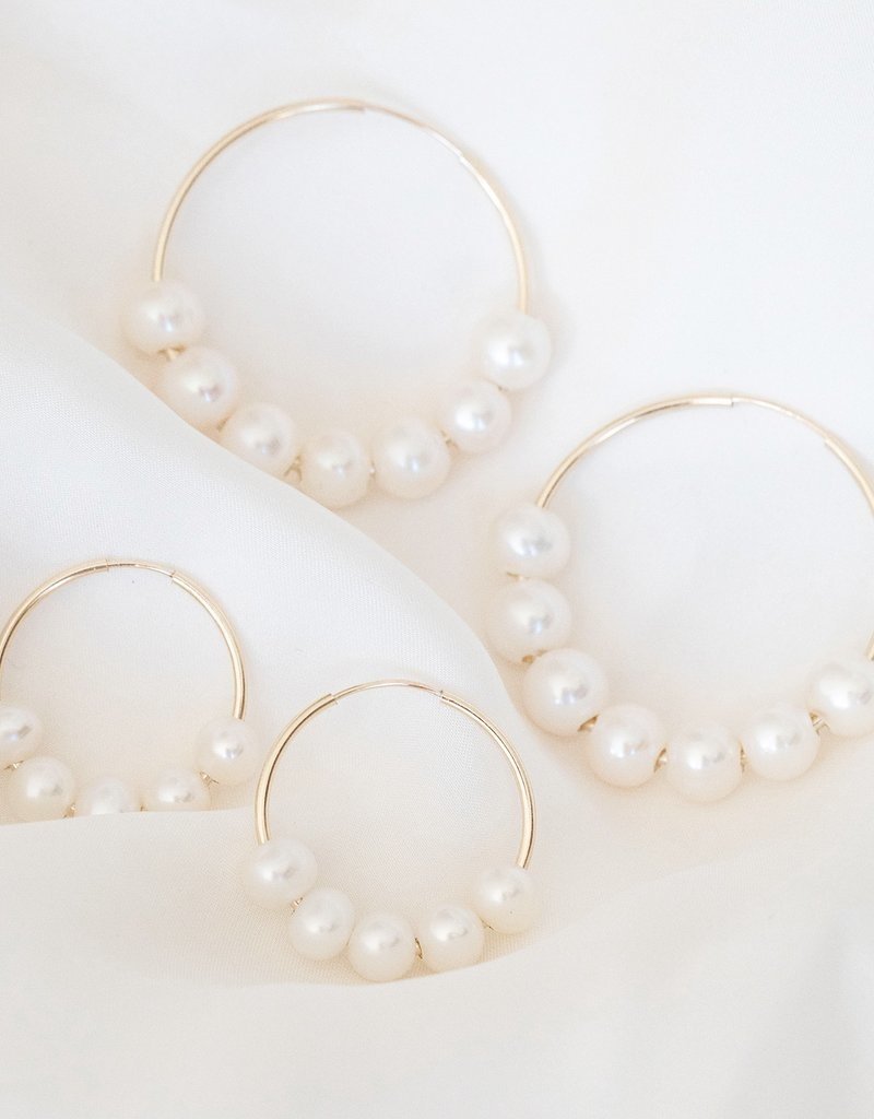 Leah Alexandra Cannes Mini Pearl Hoop Earrings