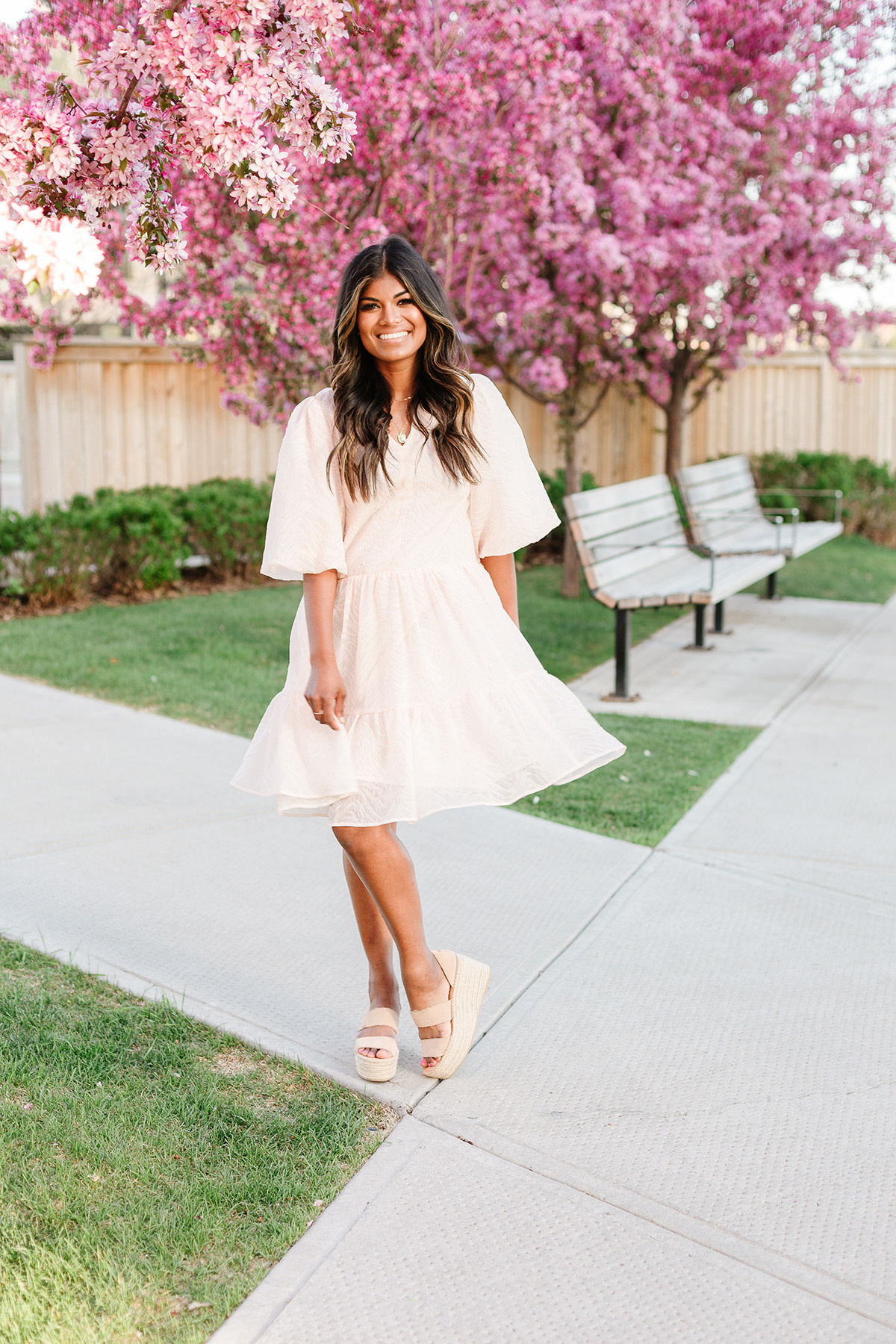 Blush white dress deals