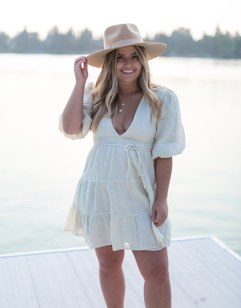 Elmiya Mini Dress in Plain Cream 