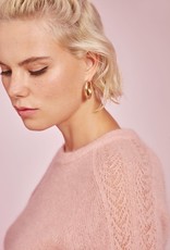 Des Petits Hauts Dillette Crewneck Pullover with Openwork Sleeve Detail