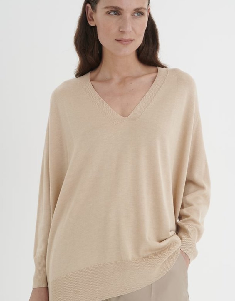 InWear Innes V-Neck Pullover in Powder Beige