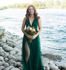 Luxxel Selena Tulle Maxi Dress in Dark Green *Only Large Left* *Fits Small*