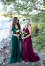 Luxxel Selena Tulle Maxi Dress in Dark Green