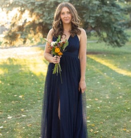 Luxxel Selena Tulle Maxi Dress in Navy