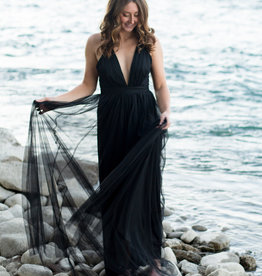 Luxxel Selena Tulle Maxi Dress in Black *Only Large Left* *Fits Small*