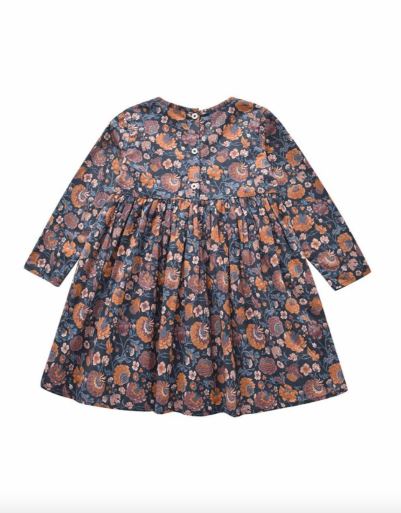 Louise Misha Girls Roulotta Dress in Charcoal Bohemian Flowers