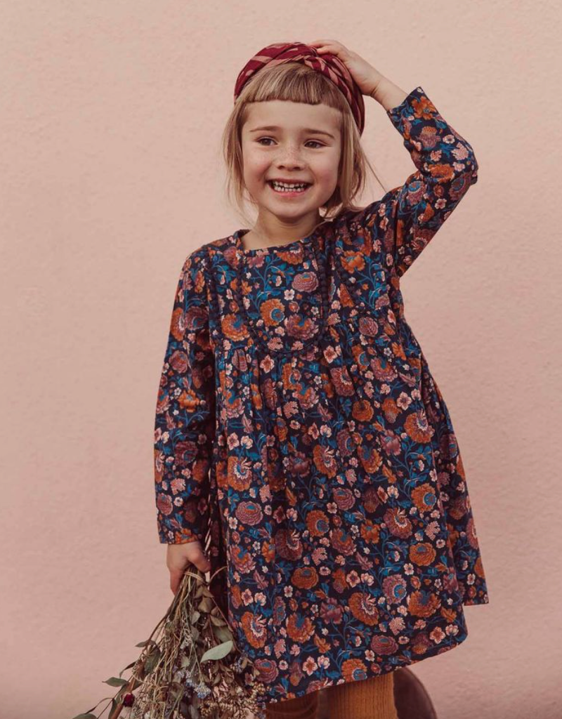 Louise Misha Girls Roulotta Dress in Charcoal Bohemian Flowers