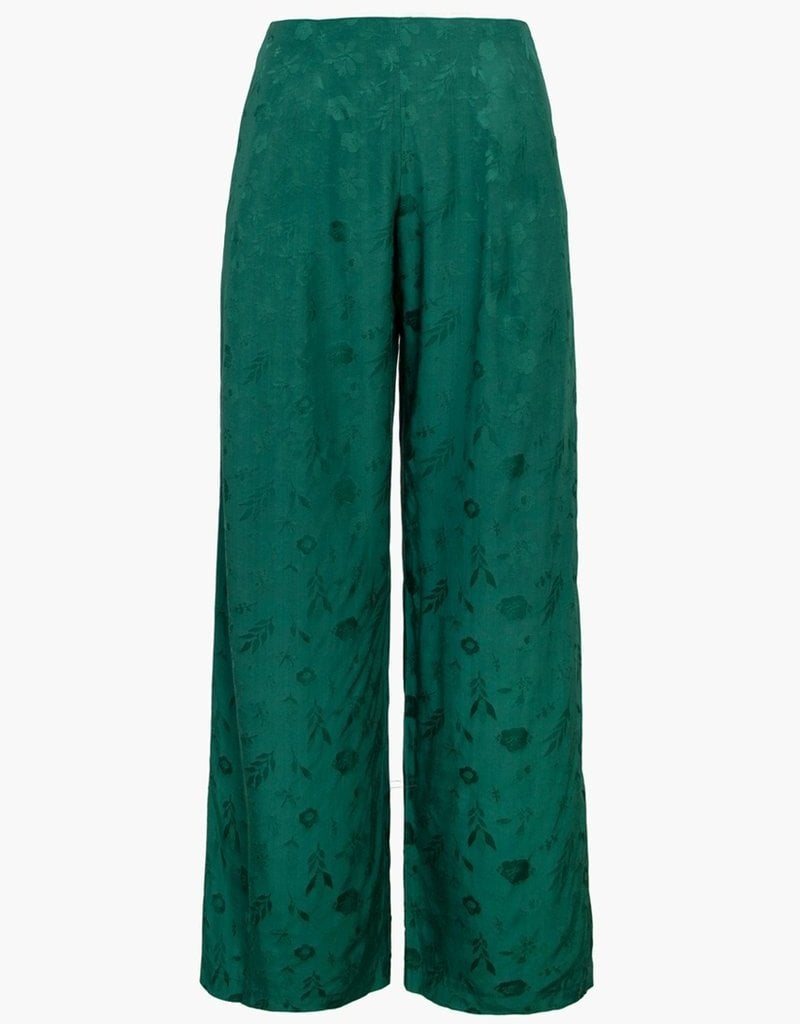 Rimal Textured Emerald Green Wide Leg Pants - Adorn Boutique