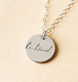 Amara Blue Hand-stamped Pendant - Be Kind - Gold and Silver