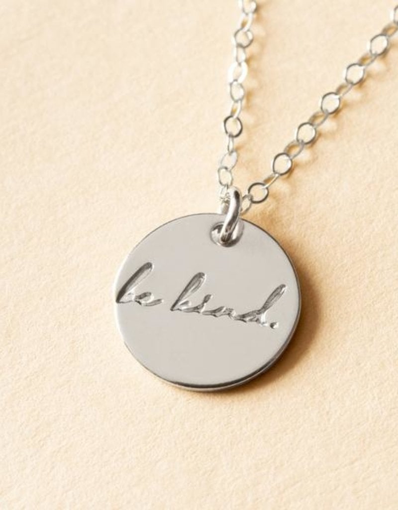 Amara Blue Hand-stamped Pendant - Be Kind