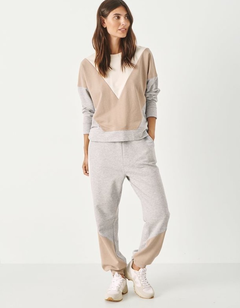 Part Two Leva Jersey Pants in Color Block Neutral