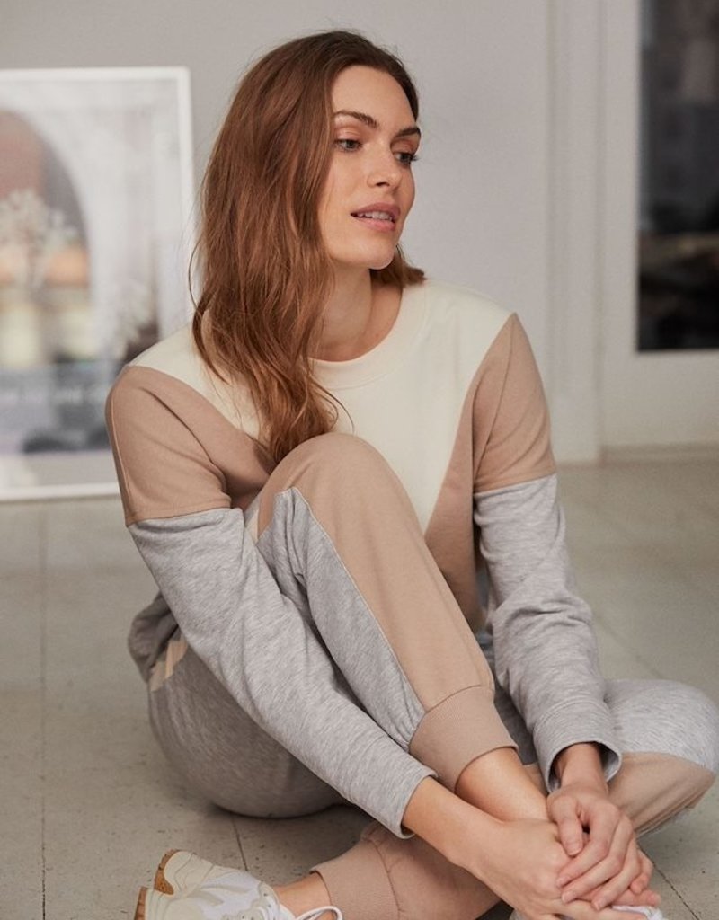 Part Two Leva Jersey Pants in Color Block Neutral