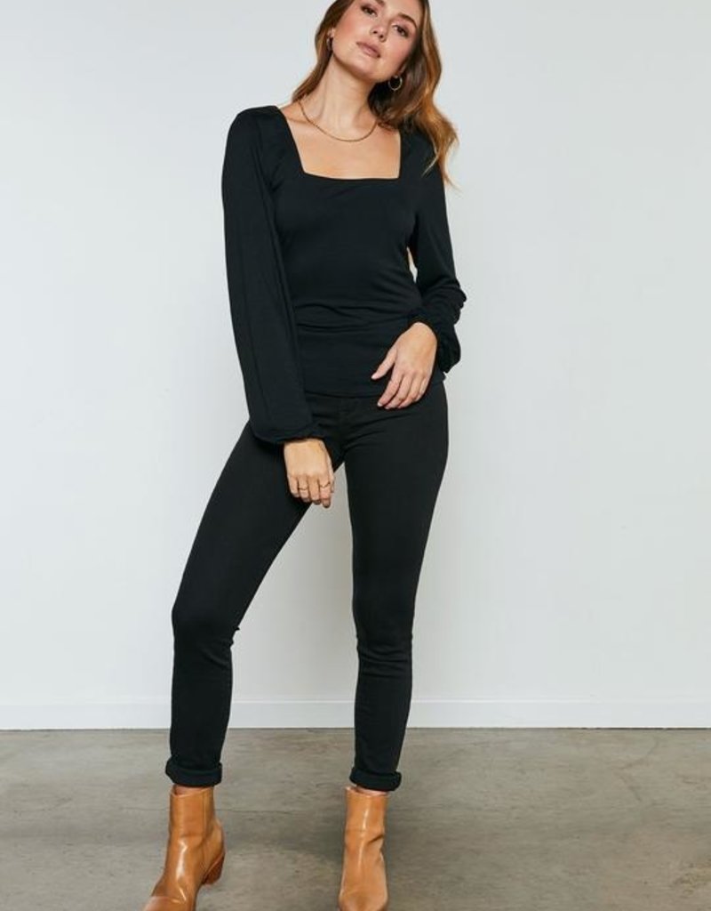 Gentle Fawn Evie Square Neck Top in Black