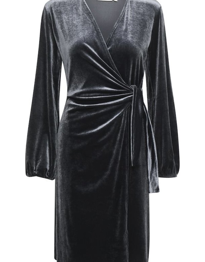 InWear Goriel Velvet Wrap Dress in Midnight Blue