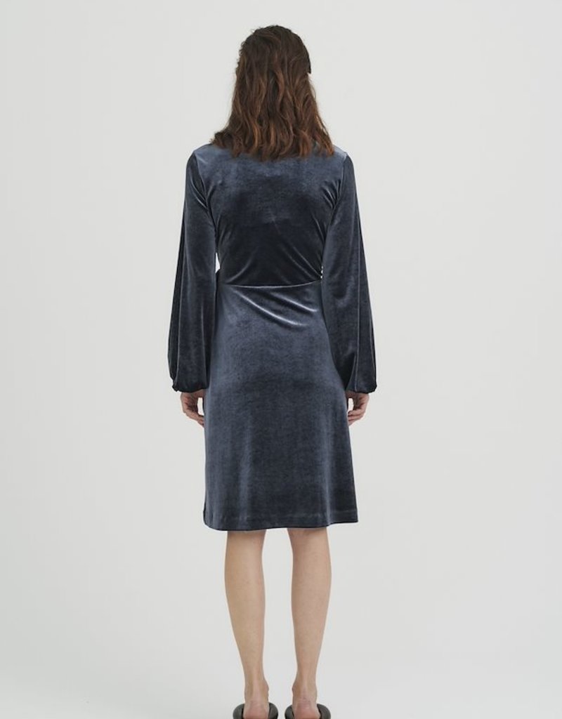 InWear Goriel Velvet Wrap Dress in Midnight Blue