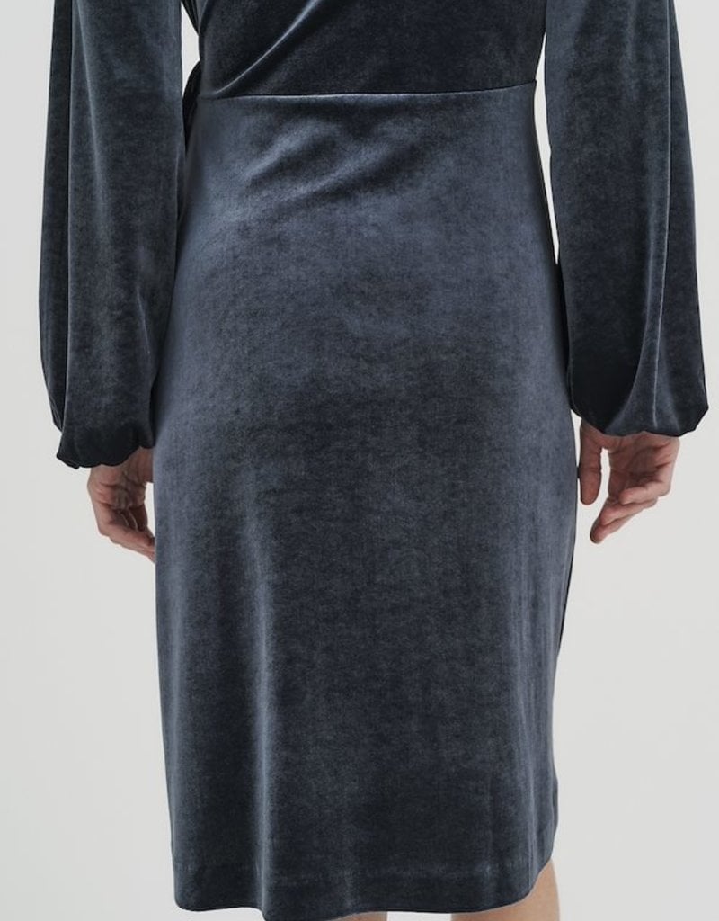 InWear Goriel Velvet Wrap Dress in Midnight Blue