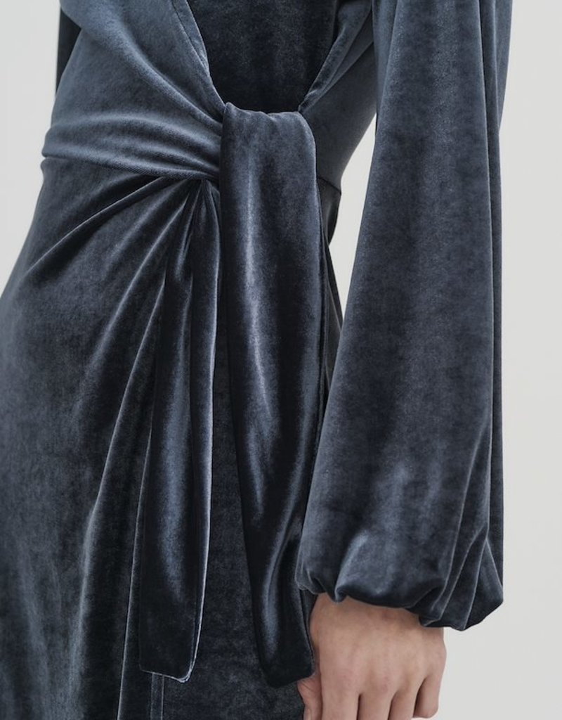 InWear Goriel Velvet Wrap Dress in Midnight Blue