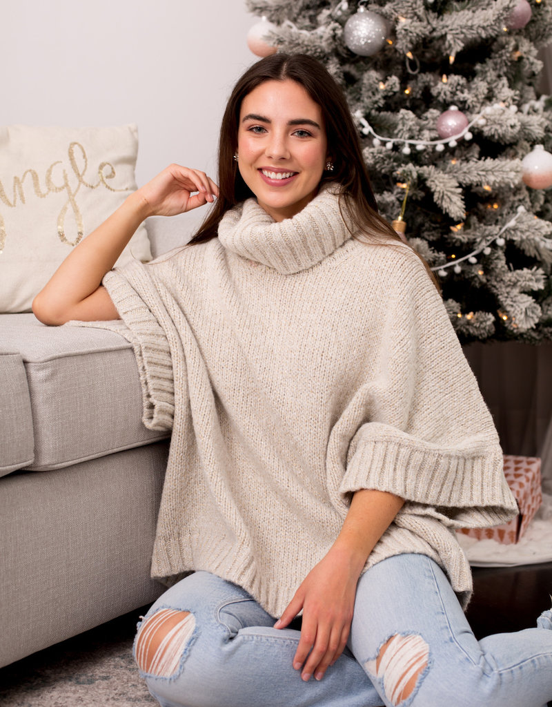 Part Two Loraine Poncho Pullover in Cement