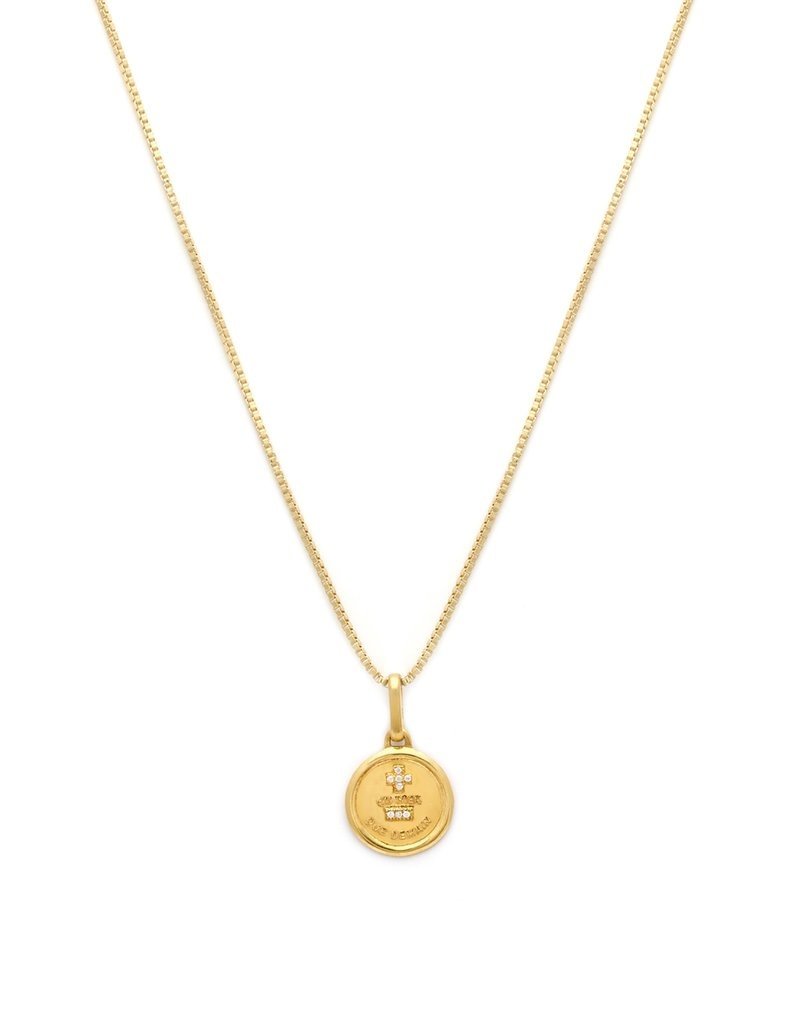 Leah Alexandra Round Love Token Necklace - Gold