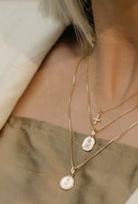 Leah Alexandra Square Love Token Necklace - Gold